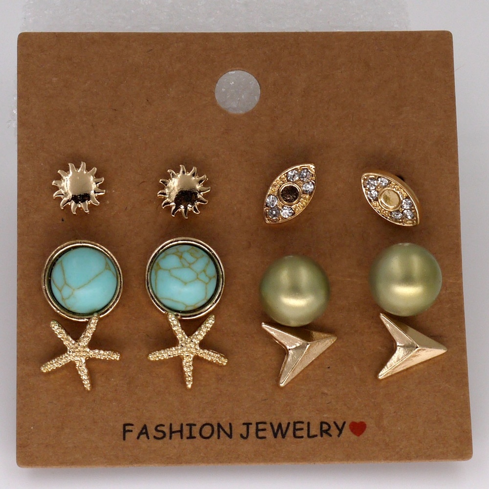 Vintage Starfish style Women's Earrings Studs Set